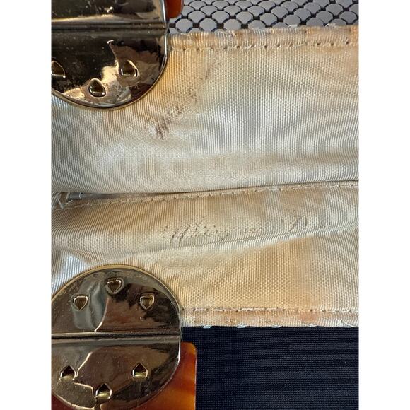 Vintage Whiting and Davis Cream and Brown Handled Handbag - Picture 3 of 7